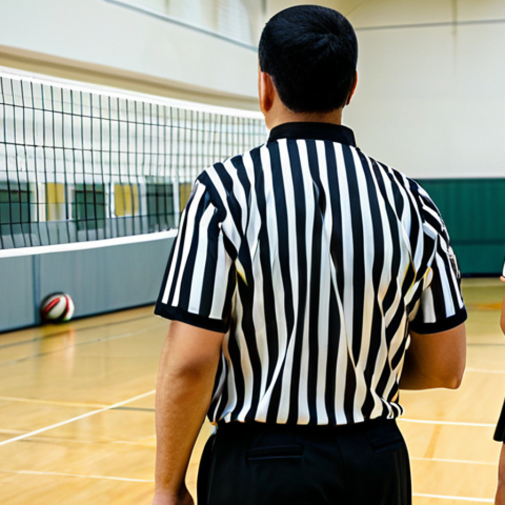 Volleyball Referee Training Session**

"A classroom setting featuring volleyball referees attending a training session, focusing on the interpretation of touch fouls. The scene includes diagrams of volleyball net touches and instructors explaining the nuances. Referees are in professional attire, fully clothed, listening attentively. The overall tone is professional and educational. Safe for work, appropriate content, modest clothing, perfect anatomy, natural proportions, high-quality image."

**