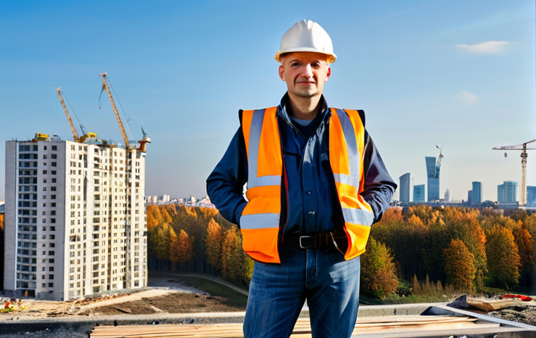 Modern Warsaw Architecture**
"A professional architect, fully clothed in practical work attire (jeans, work boots, safety vest), standing on a construction site in Warsaw, Poland. Background shows the modern skyline with new apartment buildings and cranes. Autumn sunlight. Perfect anatomy, correct proportions, natural pose, well-formed hands, proper finger count, natural body proportions, safe for work, appropriate content, fully clothed, professional, high quality, detailed, photorealistic."
**