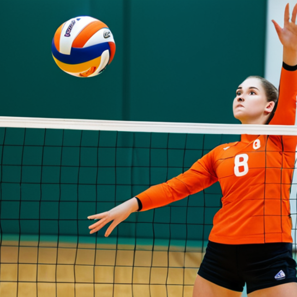 Focused on Receiving**
"A professional female volleyball player in modest athletic wear, receiving a serve on an indoor court, fully clothed, appropriate content, safe for work, perfect anatomy, correct proportions, natural pose, well-formed hands, proper finger count, dynamic action shot, sports photography, high quality, family-friendly."
**