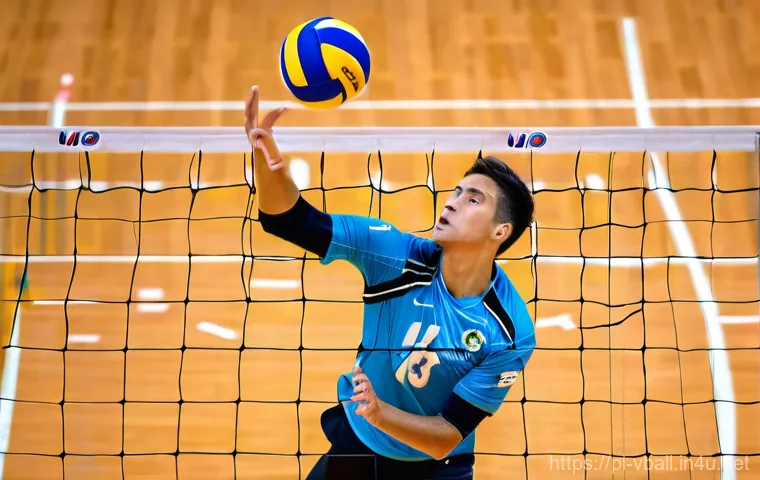 배구 경기 영상 분석 - **Volleyball Attack Analysis:** A dynamic, high-angle shot of a male volleyball player in peak physi...