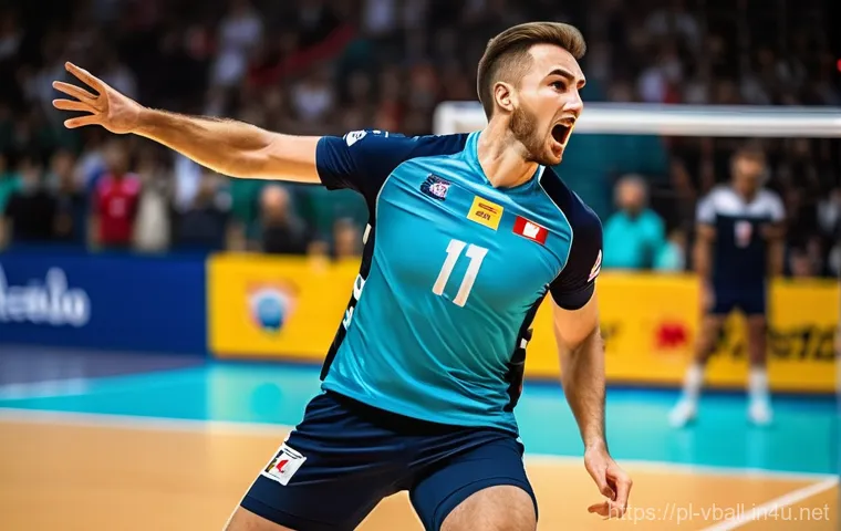 배구 해외 리그 정보 - Image Prompt 1: Polish Volleyball Star Dominating in an International League**