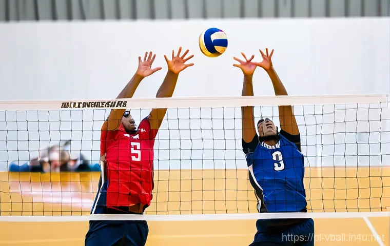 배구 경기 전략의 변화 - **Prompt:** A highly dynamic and athletic male volleyball player, mid-air, performing a powerful and...