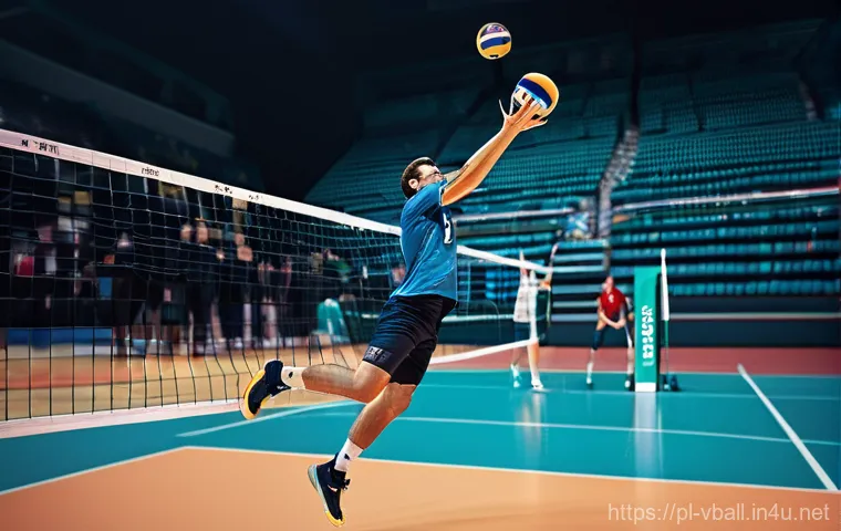 배구 경기 전략의 변화 - **Prompt:** A composite image showcasing two key defensive actions in modern volleyball: a powerful ...