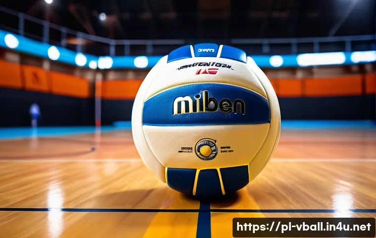 배구 경기에 필요한 물품 - A high-quality synthetic leather volleyball resting on a polished indoor court, brightly lit by over...