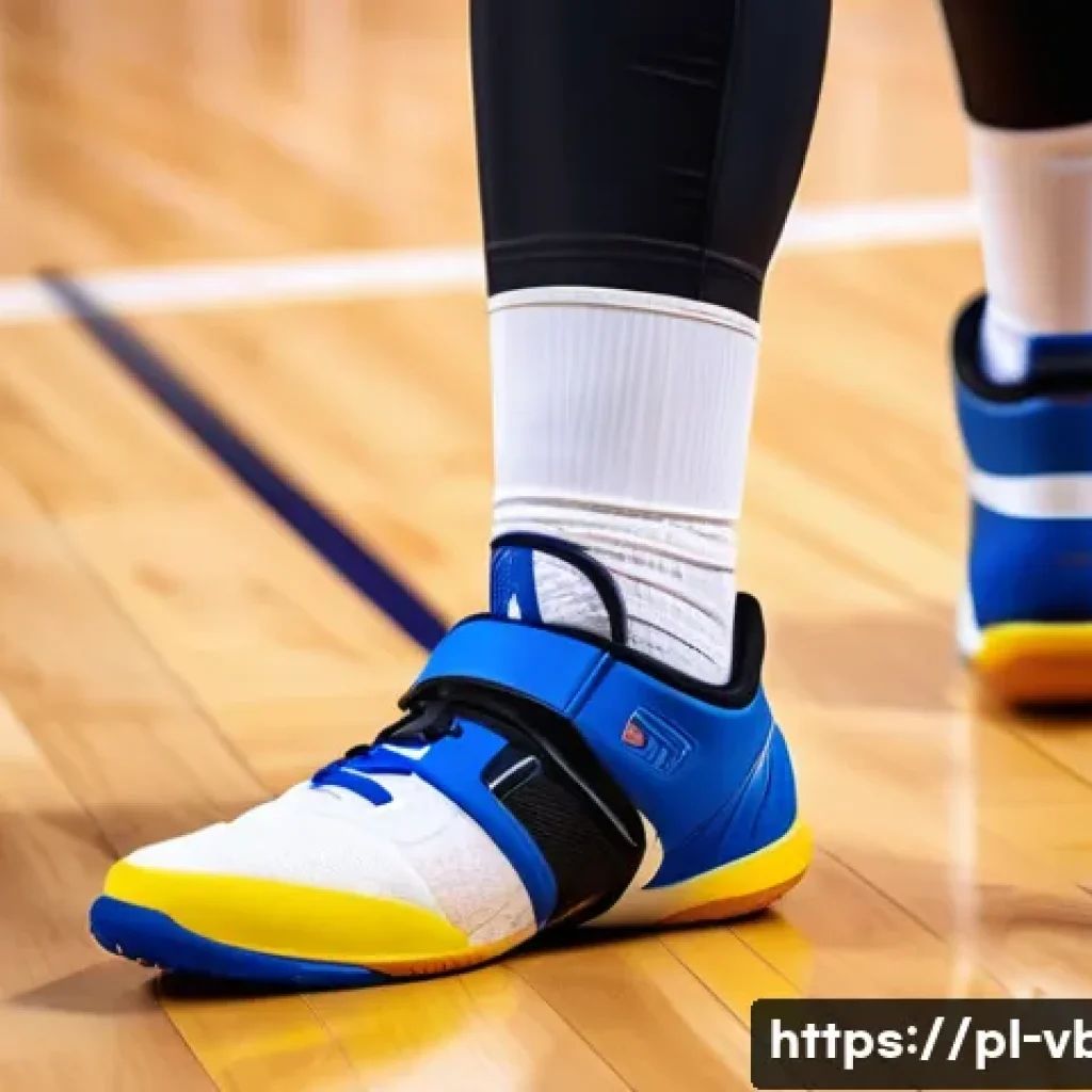배구 서포터 착용법 - A close-up image of a volleyball player&rsquo;s legs and arms wearing modern knee and elbow pads made from...