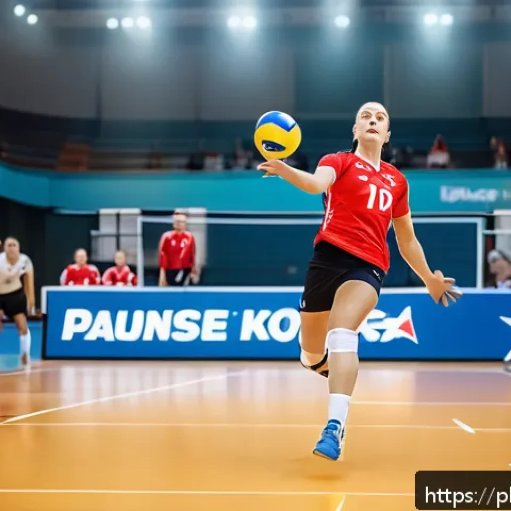 배구 리베로 역할과 중요성 - A dynamic volleyball scene featuring a libero in action on an indoor court, wearing a distinct color...