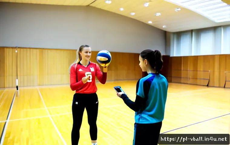 배구 훈련 동영상 만들기 - Photorealistic volleyball training video production in a modern Polish indoor sports hall, focused f...