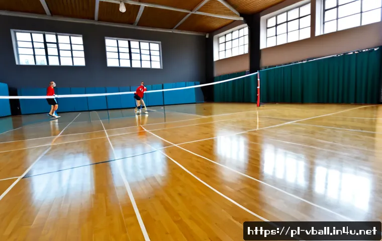 Home 17 배구 대회 준비 팁 - Photorealistic indoor volleyball tournament preparation in a modern Polish sports hall, mixed adult ...